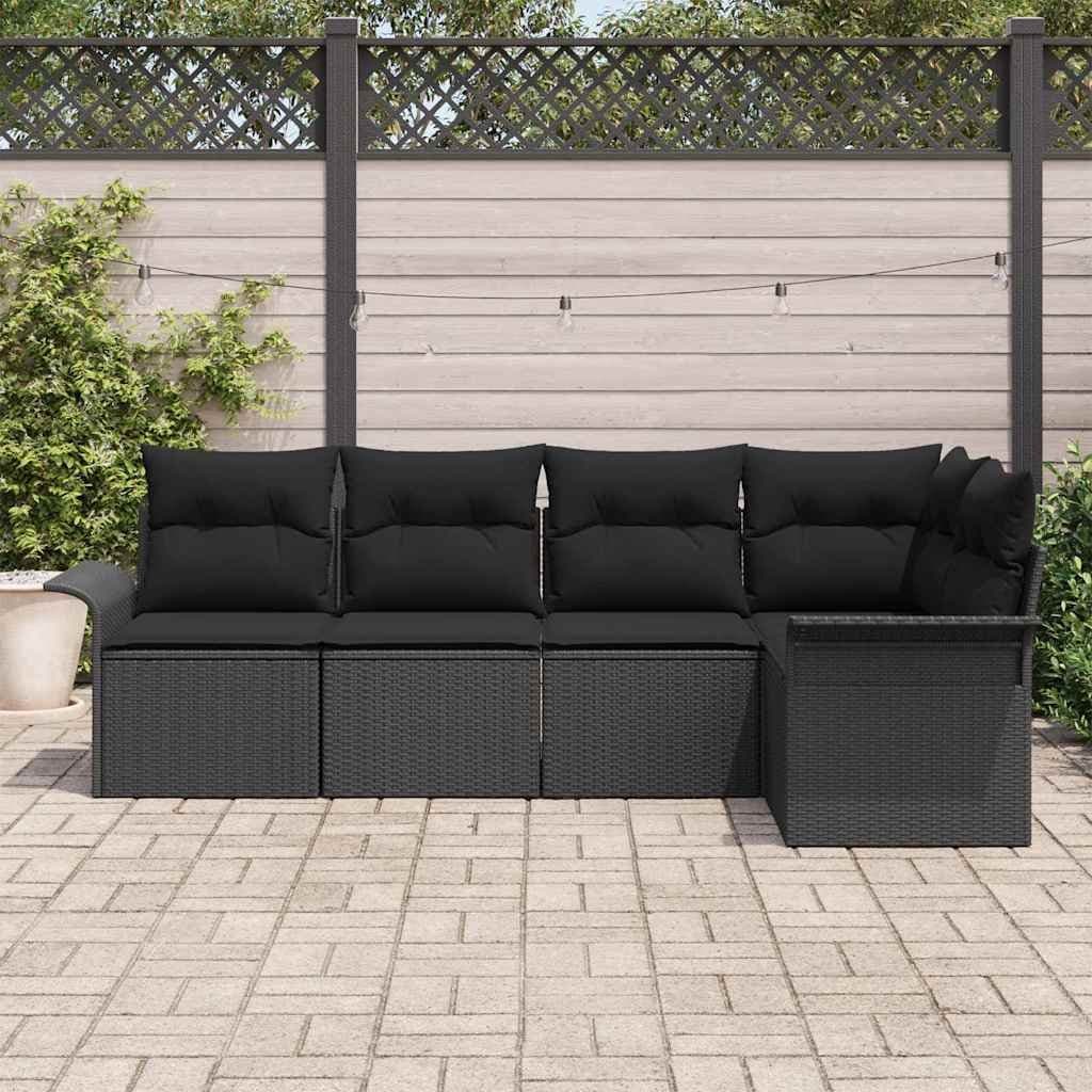 Modular 5-Piece Garden Sofa Set in Black