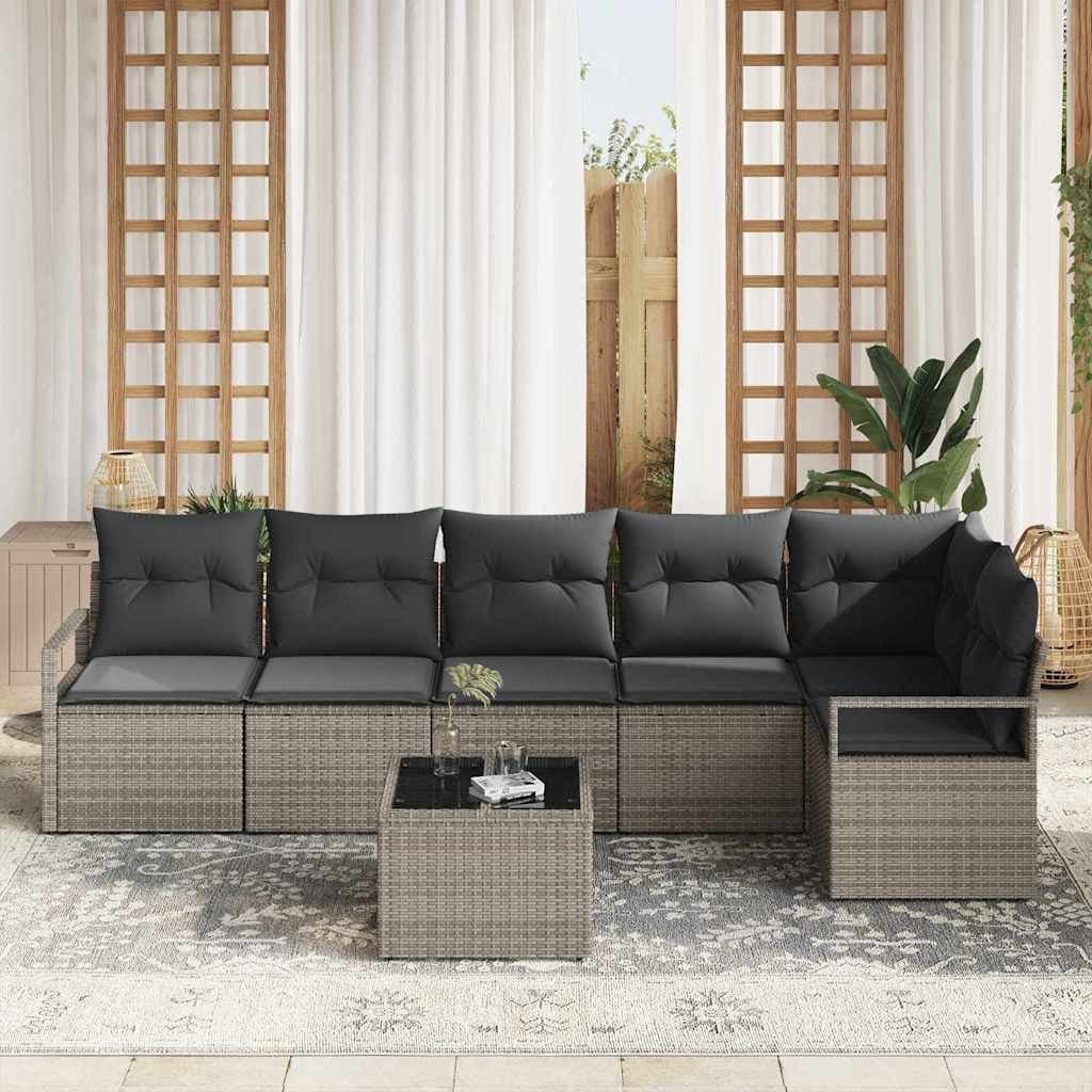 7-Piece Modular Outdoor Garden Sofa Set with Cushions
