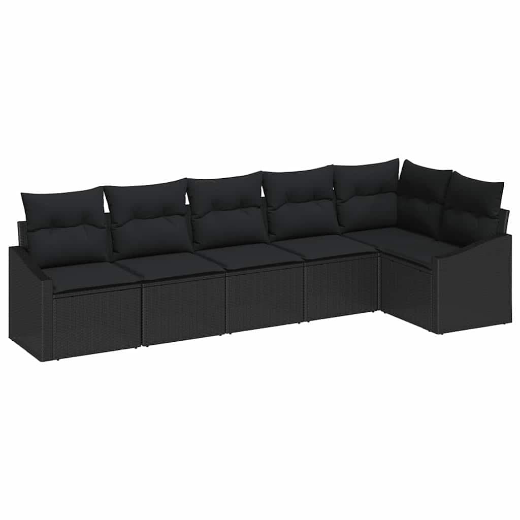 6-Piece Outdoor Sofa Set with Black Poly Rattan