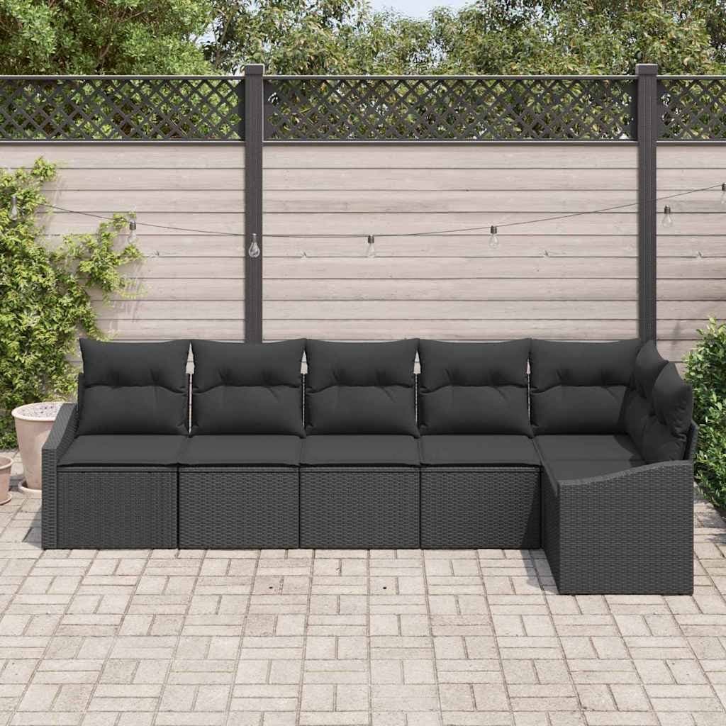 6-Piece Outdoor Sofa Set with Black Poly Rattan