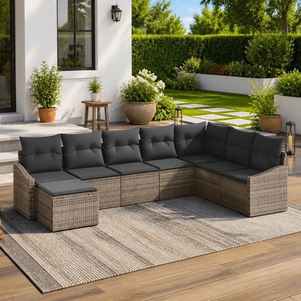 Grey Modular Outdoor Sofa Set 8 Pieces