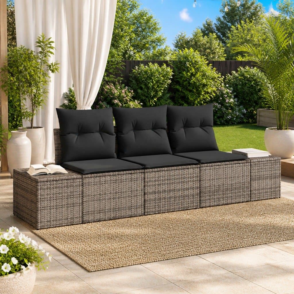 3-Piece Modular Outdoor Sofa Set with Storage in Grey