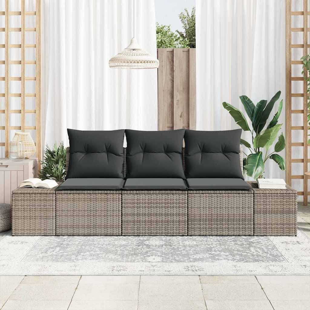 3-Piece Modular Outdoor Sofa Set with Storage in Grey