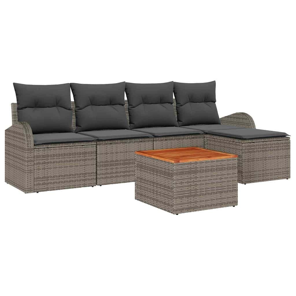 6-Piece Modular Outdoor Sofa Set in Grey