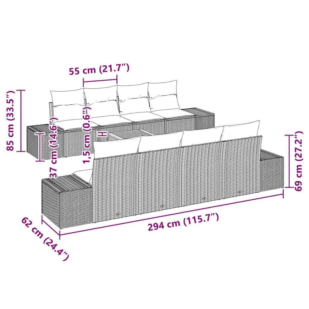 Modular Garden Sofa Set 9 Piece Outdoor Furniture