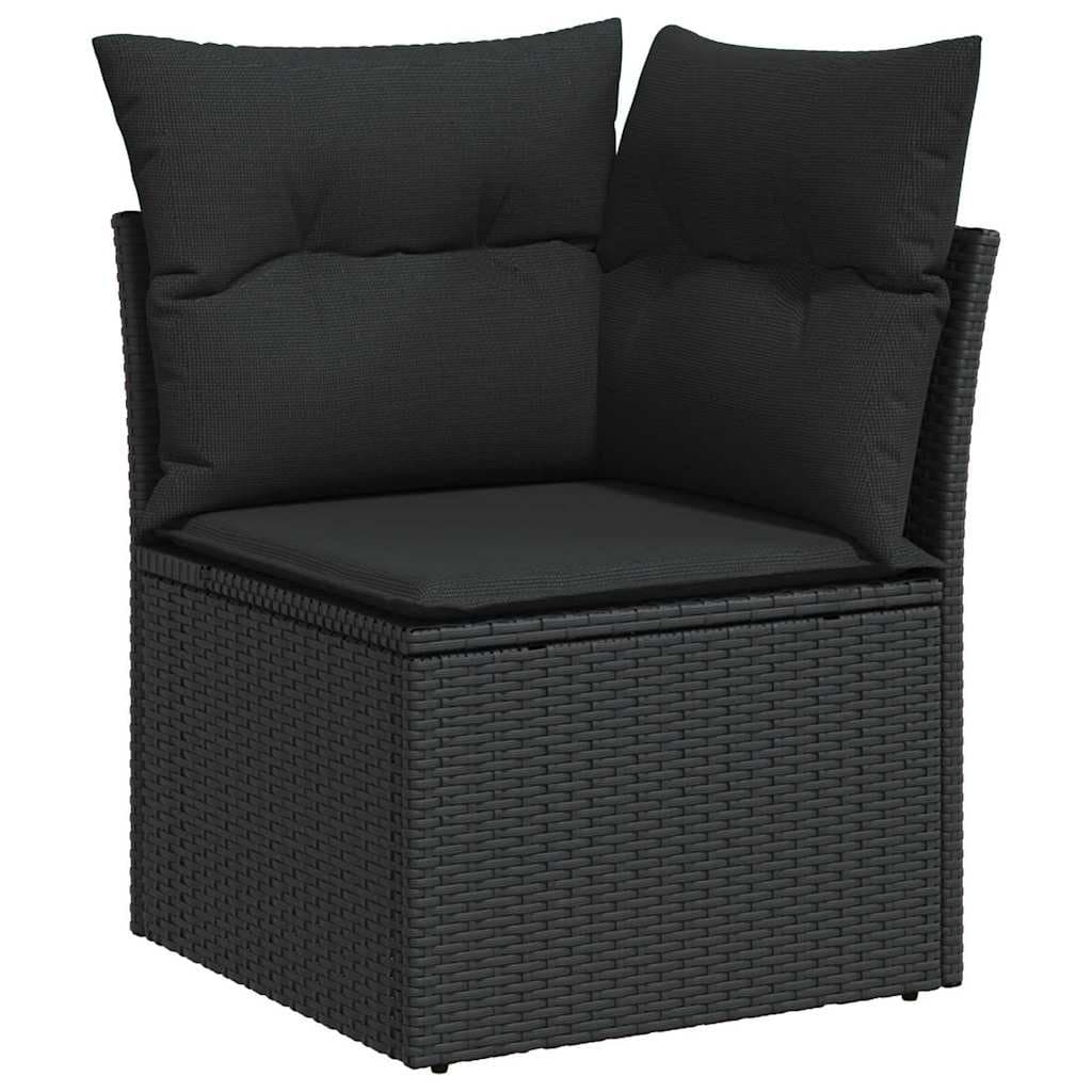 Black Modular 11-Piece Garden Sofa Set with Storage