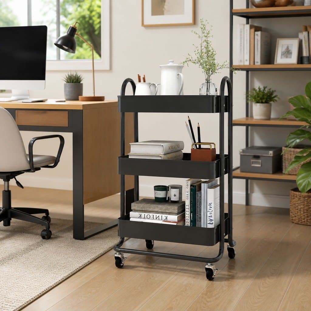 3-Tier Storage Trolley in Anthracite Steel