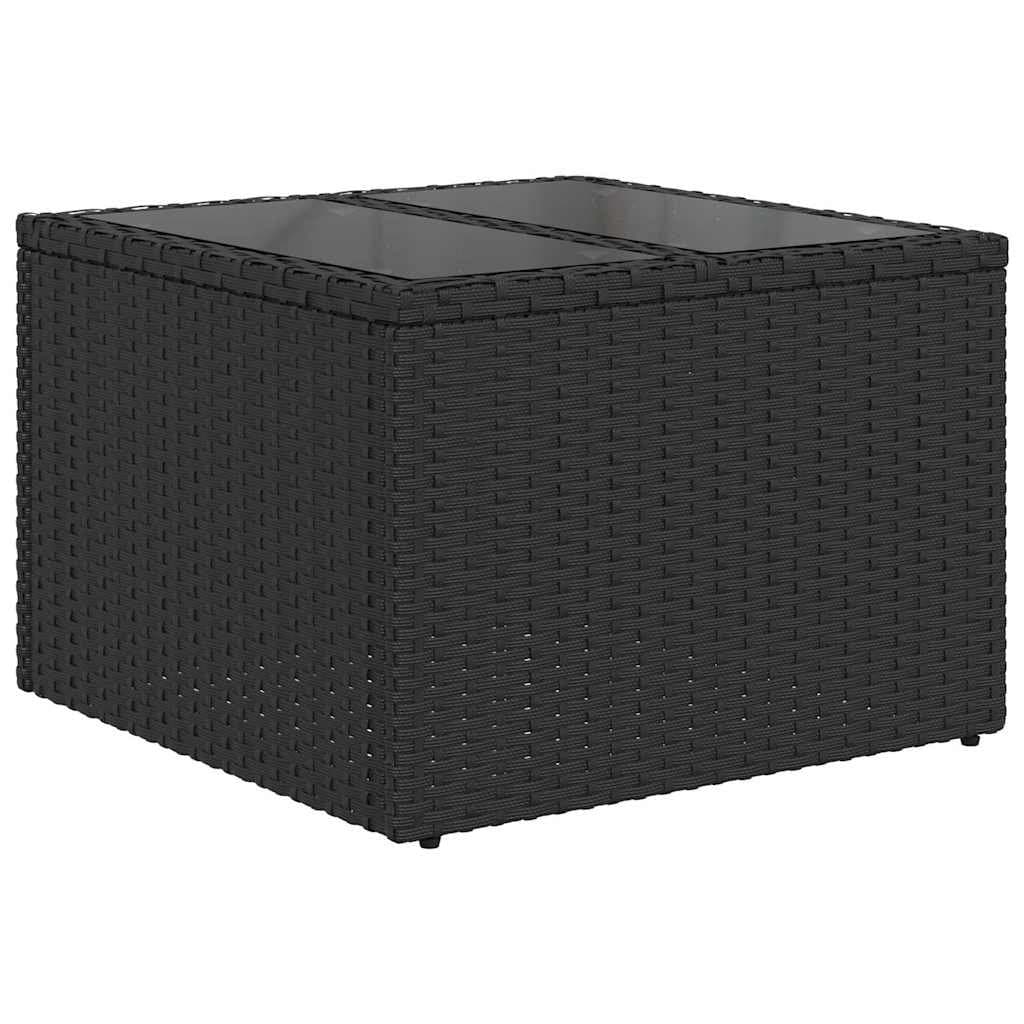 7 Piece Black Poly Rattan Garden Sofa Set