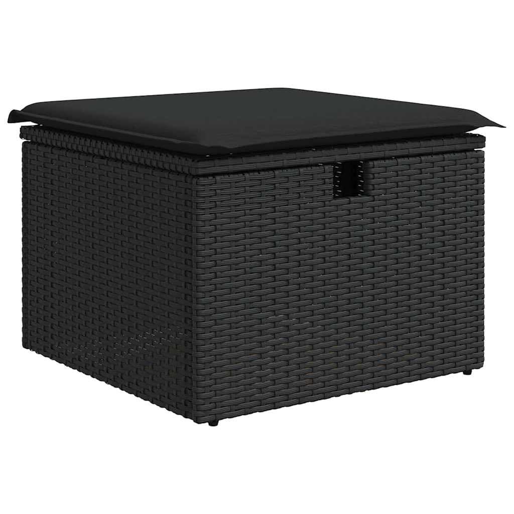 Black Poly Rattan 6-Piece Outdoor Sofa Set