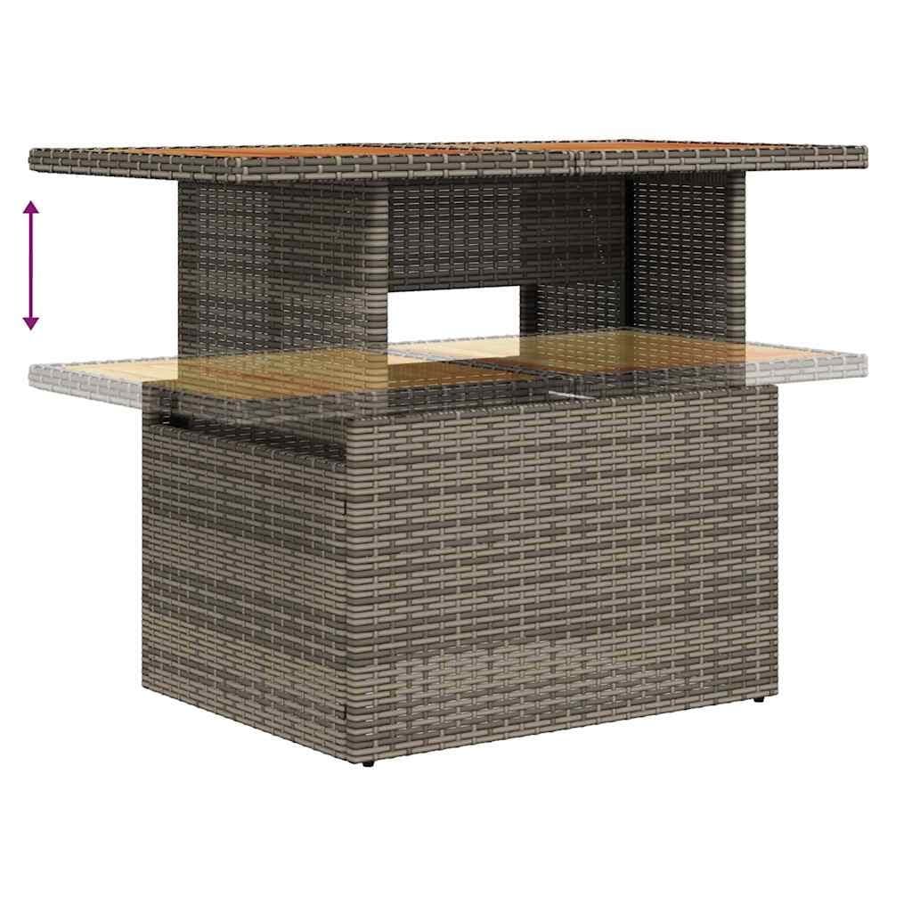 6-Piece Grey Outdoor Garden Sofa Set with Adjustable Table