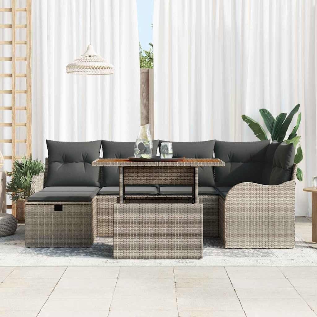 Modular 7-Piece Outdoor Garden Sofa Set in Grey
