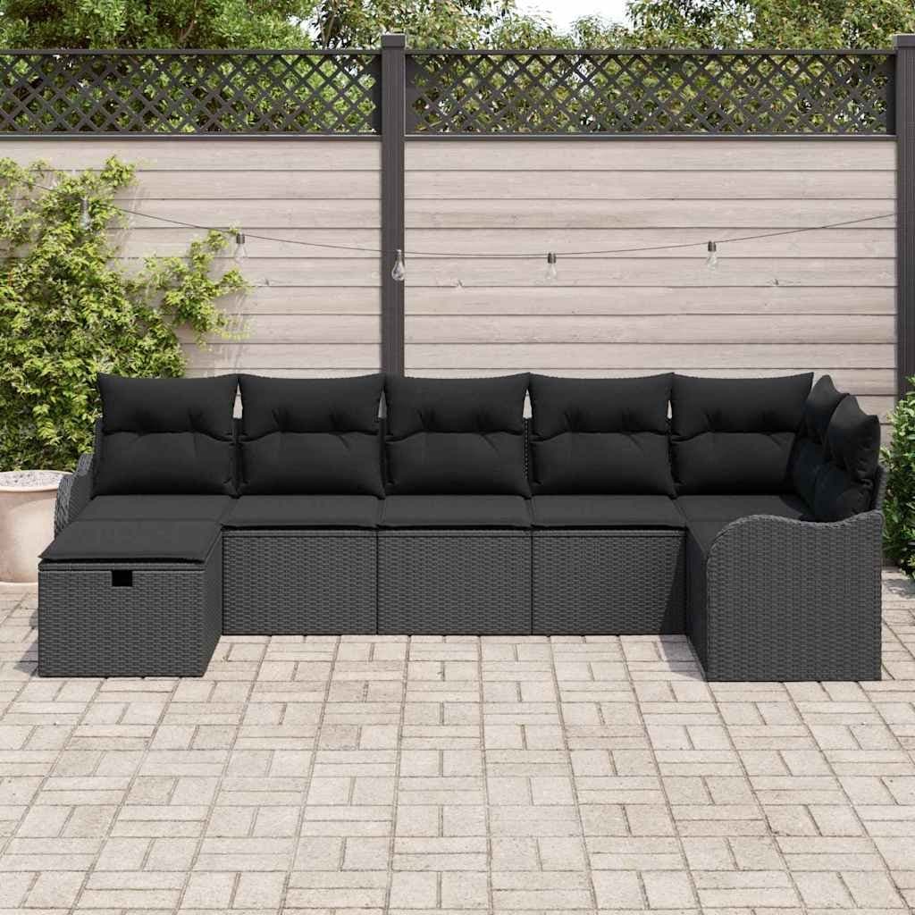 7-Piece Modular Garden Sofa Set with Cushions in Grey