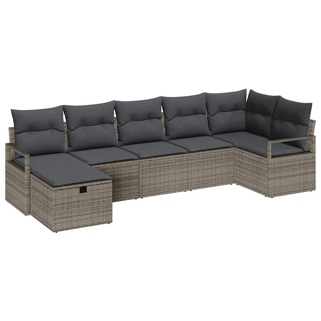 5-Piece Grey Poly Rattan Outdoor Sofa Set