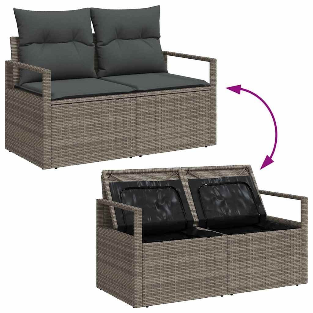 5-Piece Grey Poly Rattan Outdoor Sofa Set