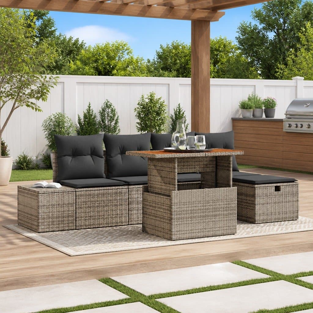 Height-Adjustable Grey Garden Sofa Set