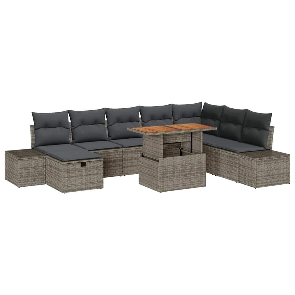 9pc Modular Poly Rattan Outdoor Sofa Set