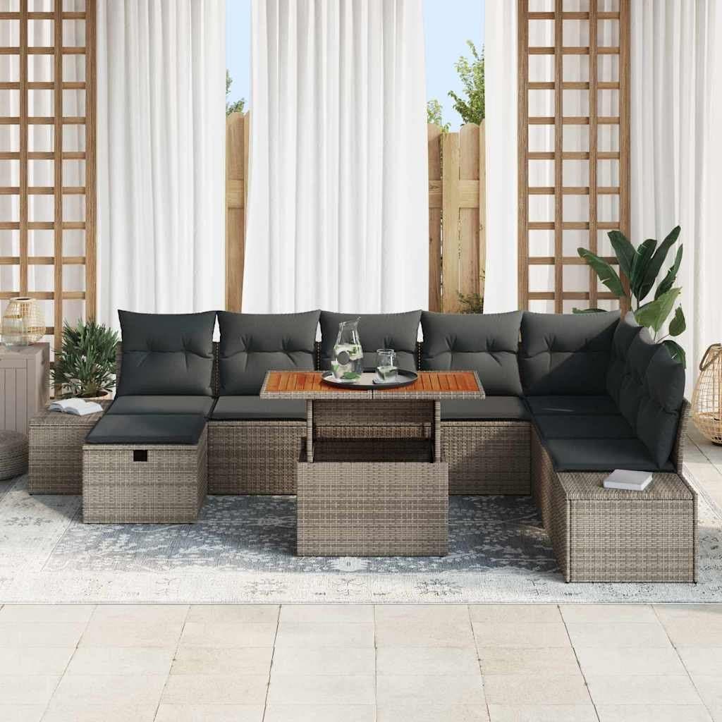 9pc Modular Poly Rattan Outdoor Sofa Set