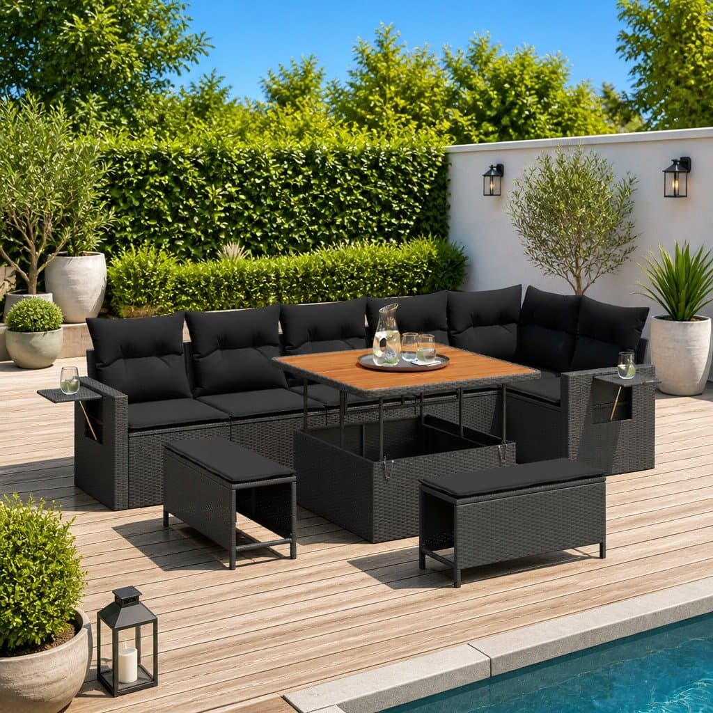 9-Piece Garden Sofa Set with Acacia Wood