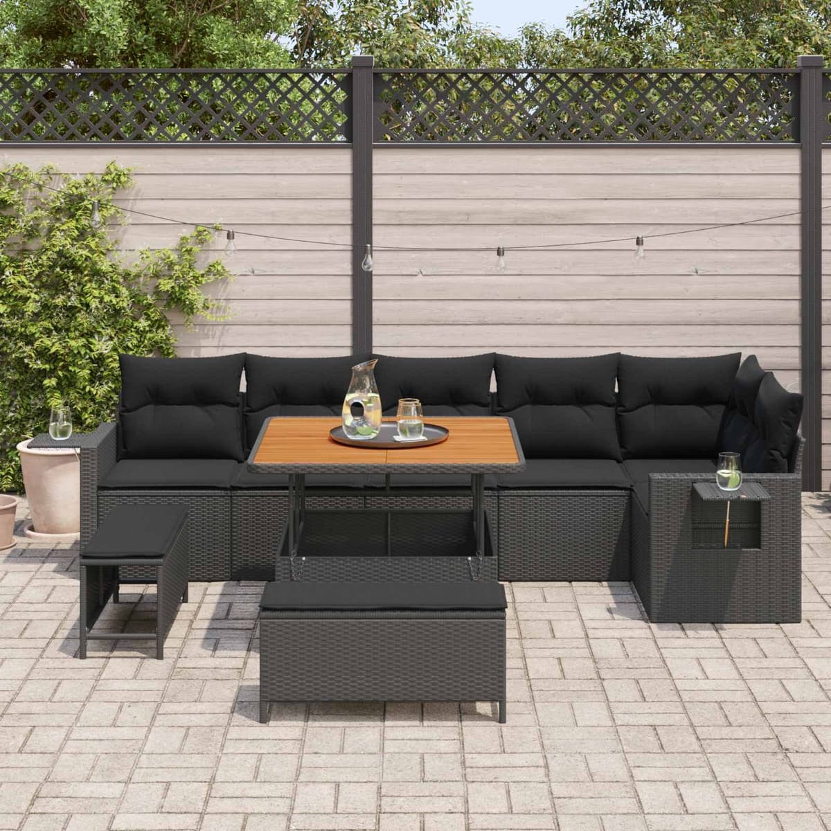 9-Piece Garden Sofa Set with Acacia Wood
