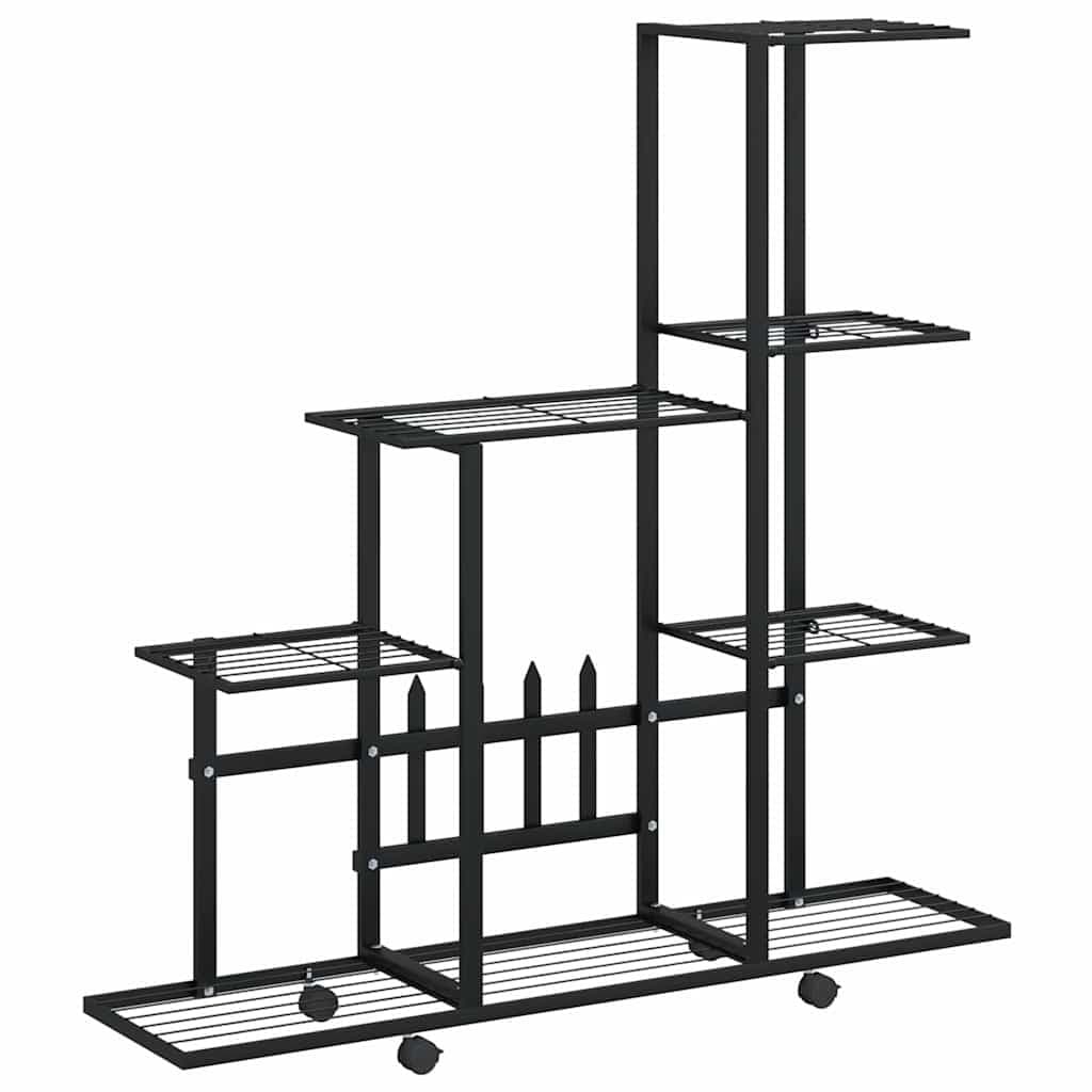 Black Metal Plant Stand with Wheels 94.5x25x92.5cm