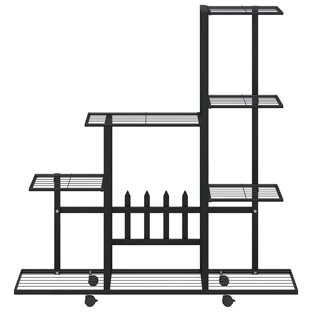Black Metal Plant Stand with Wheels 94.5x25x92.5cm