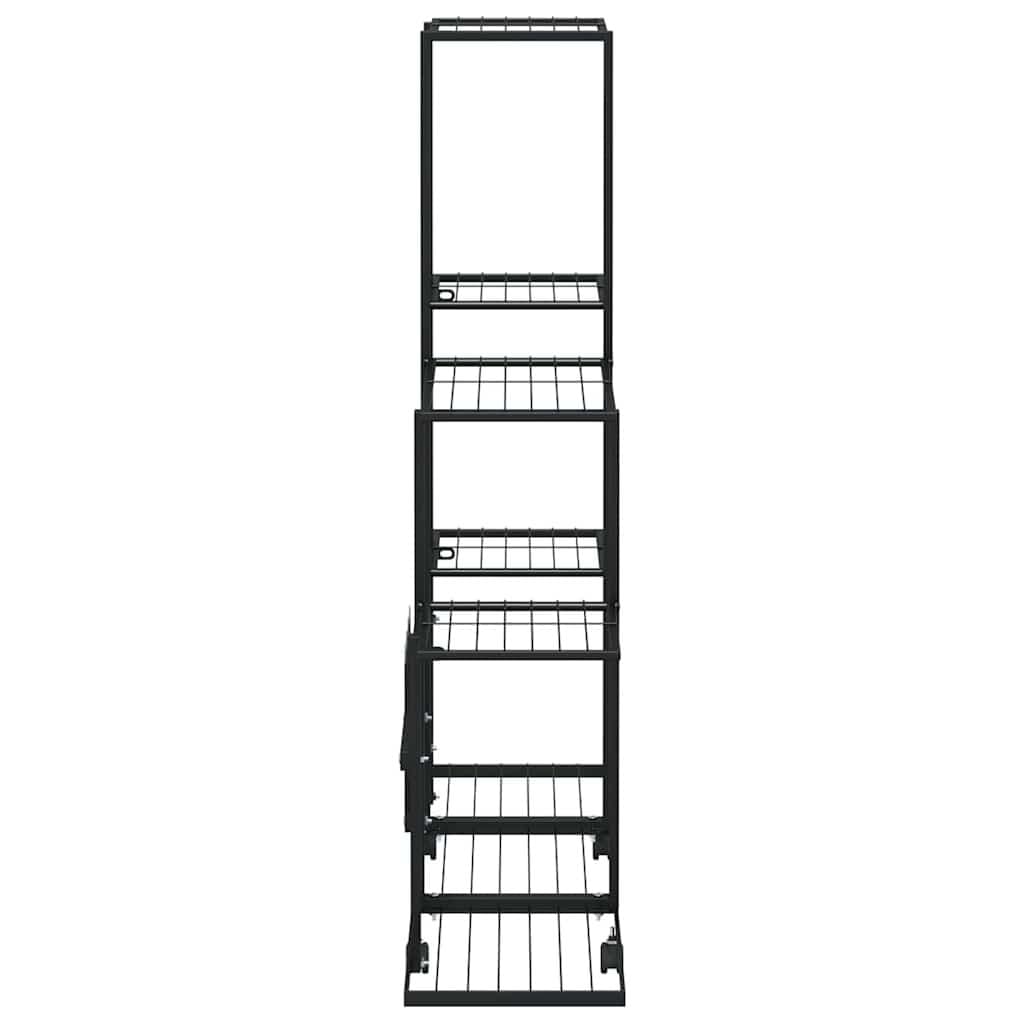 Black Metal Plant Stand with Wheels 94.5x25x92.5cm