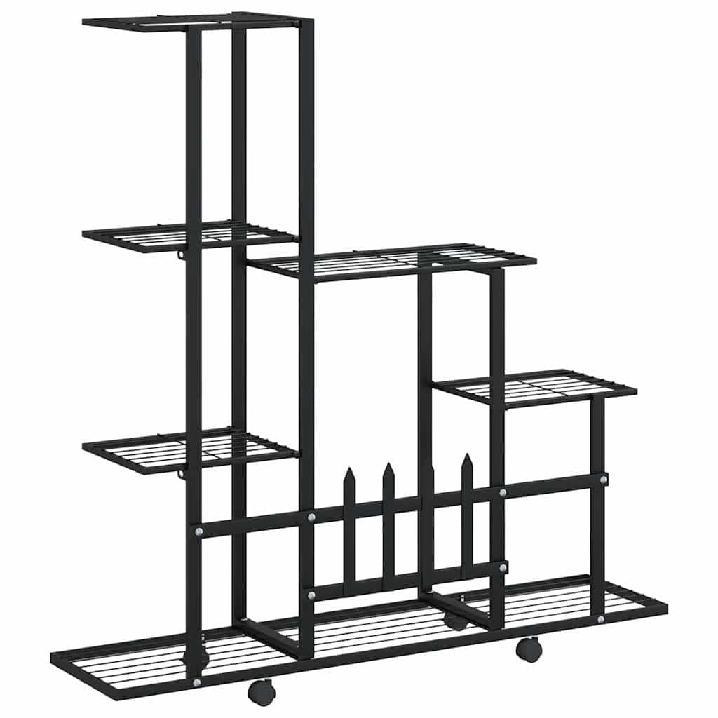 Black Metal Plant Stand with Wheels 94.5x25x92.5cm