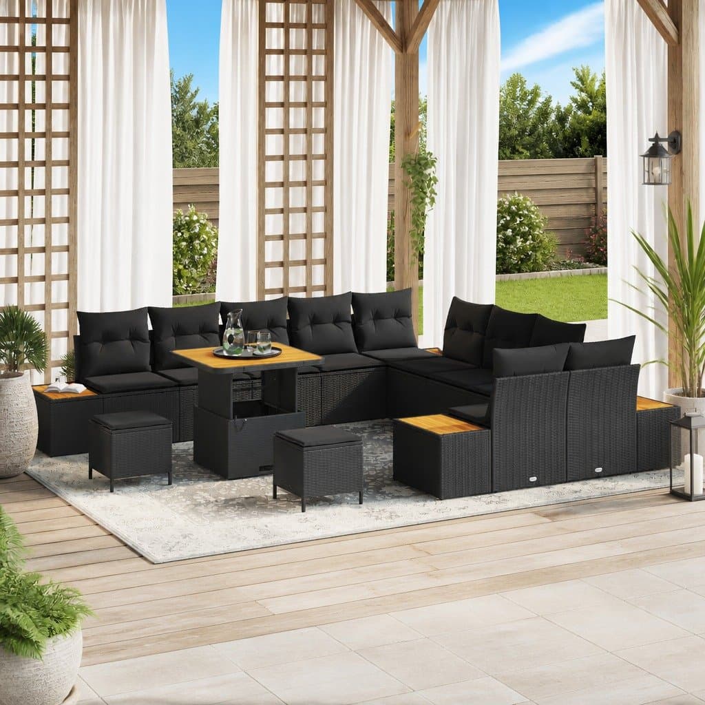 13-Piece Outdoor Garden Sofa Set in Black