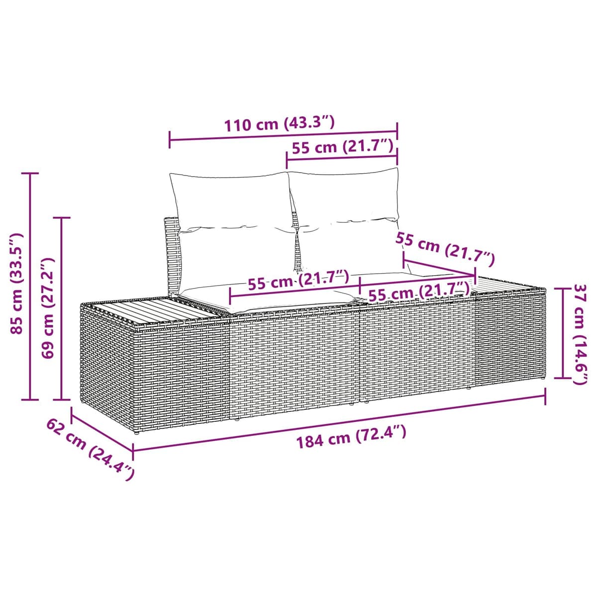 13-Piece Outdoor Garden Sofa Set in Black
