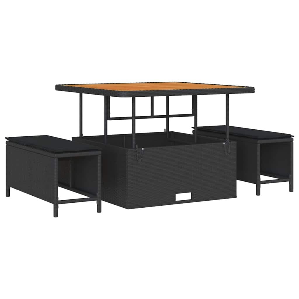 Modular 8-Piece Black Garden Sofa Set with Storage