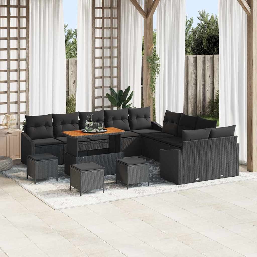 Outdoor Garden Sofa Set 13 pcs Modular Seating Poly Rattan Black Furniture