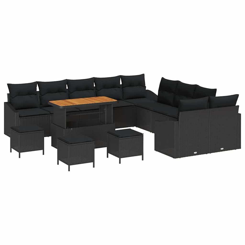 Outdoor Garden Sofa Set 13 pcs Modular Seating Poly Rattan Black Furniture