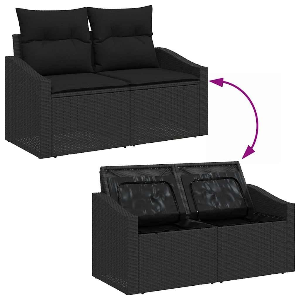 Outdoor Garden Sofa Set 13 pcs Modular Seating Poly Rattan Black Furniture