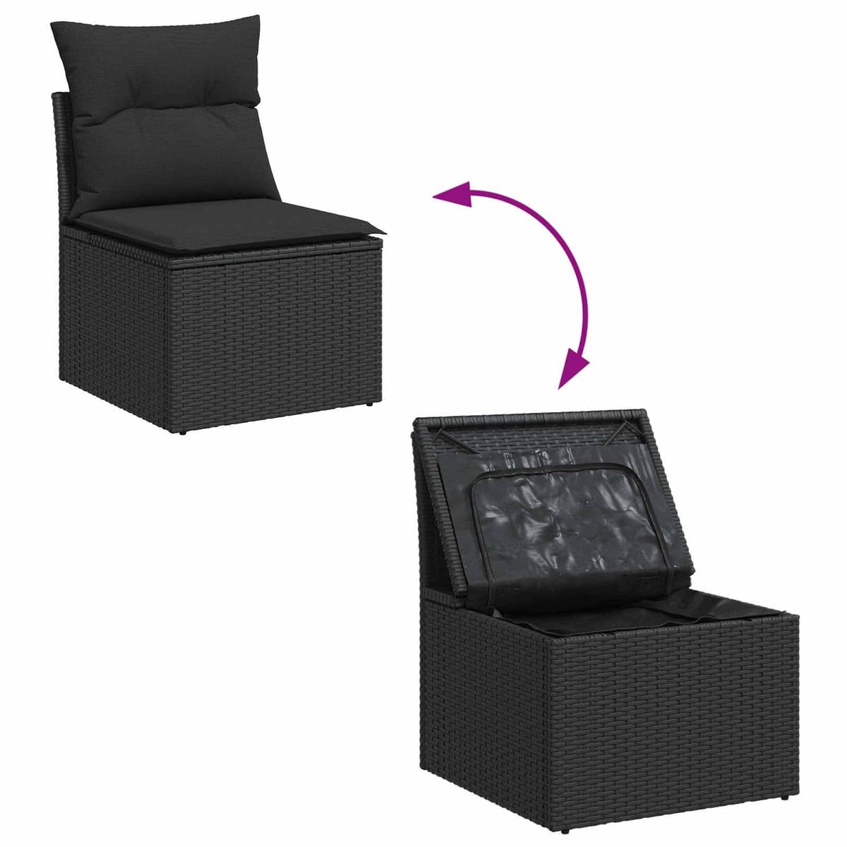 Garden Sofa Set 14 Pcs Modular Outdoor Seating Black Poly Rattan Cushioned