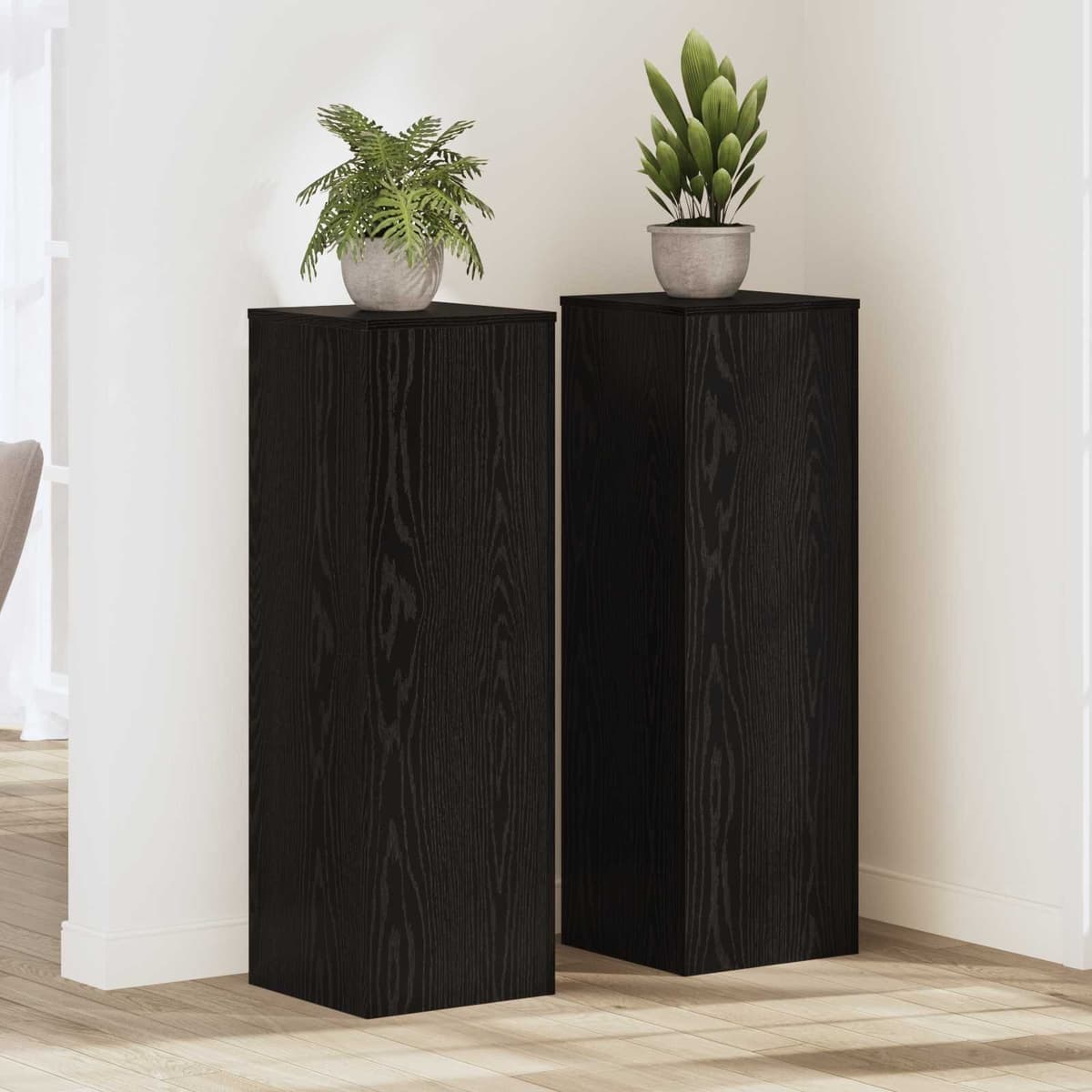 Plant Stand 2 Pieces Black 33 x 33 x 100 cm Indoor Outdoor Garden Display