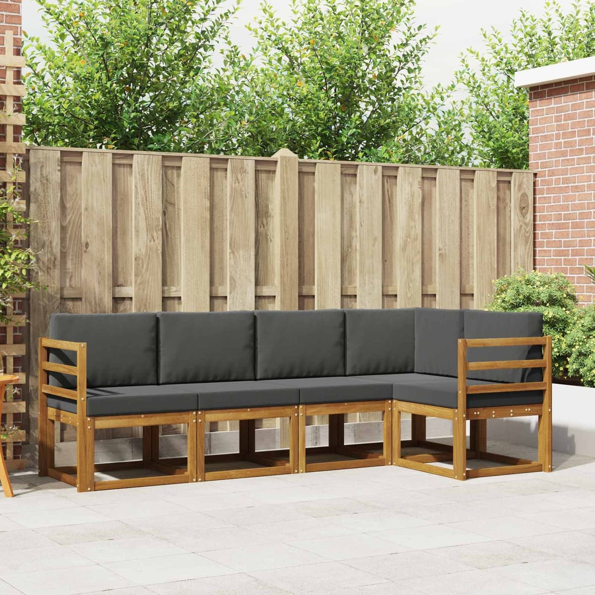 5 Piece Outdoor Sofa Set in Natural Acacia Wood