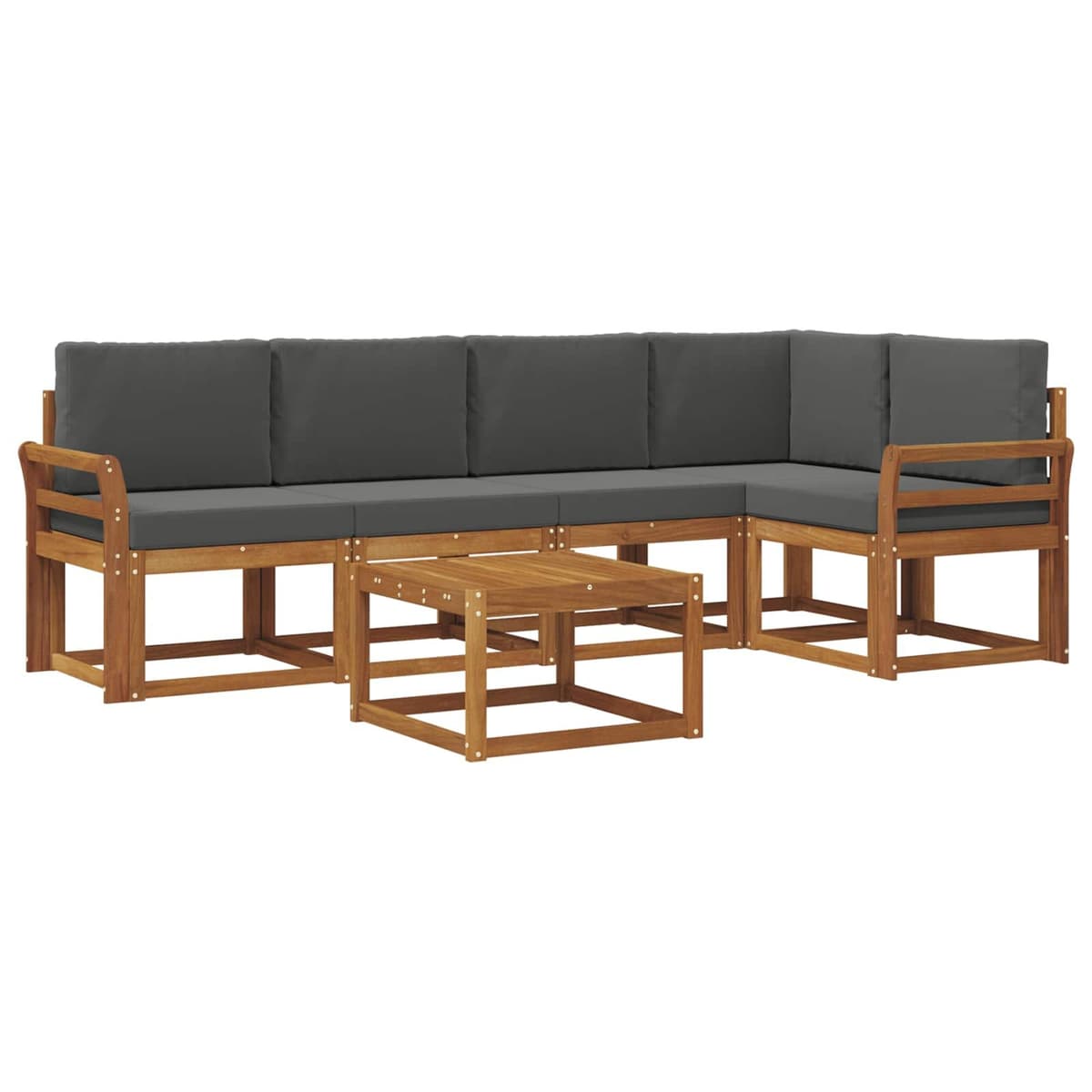 Brown Modular Outdoor Sofa Set 6 Pieces with Cushions