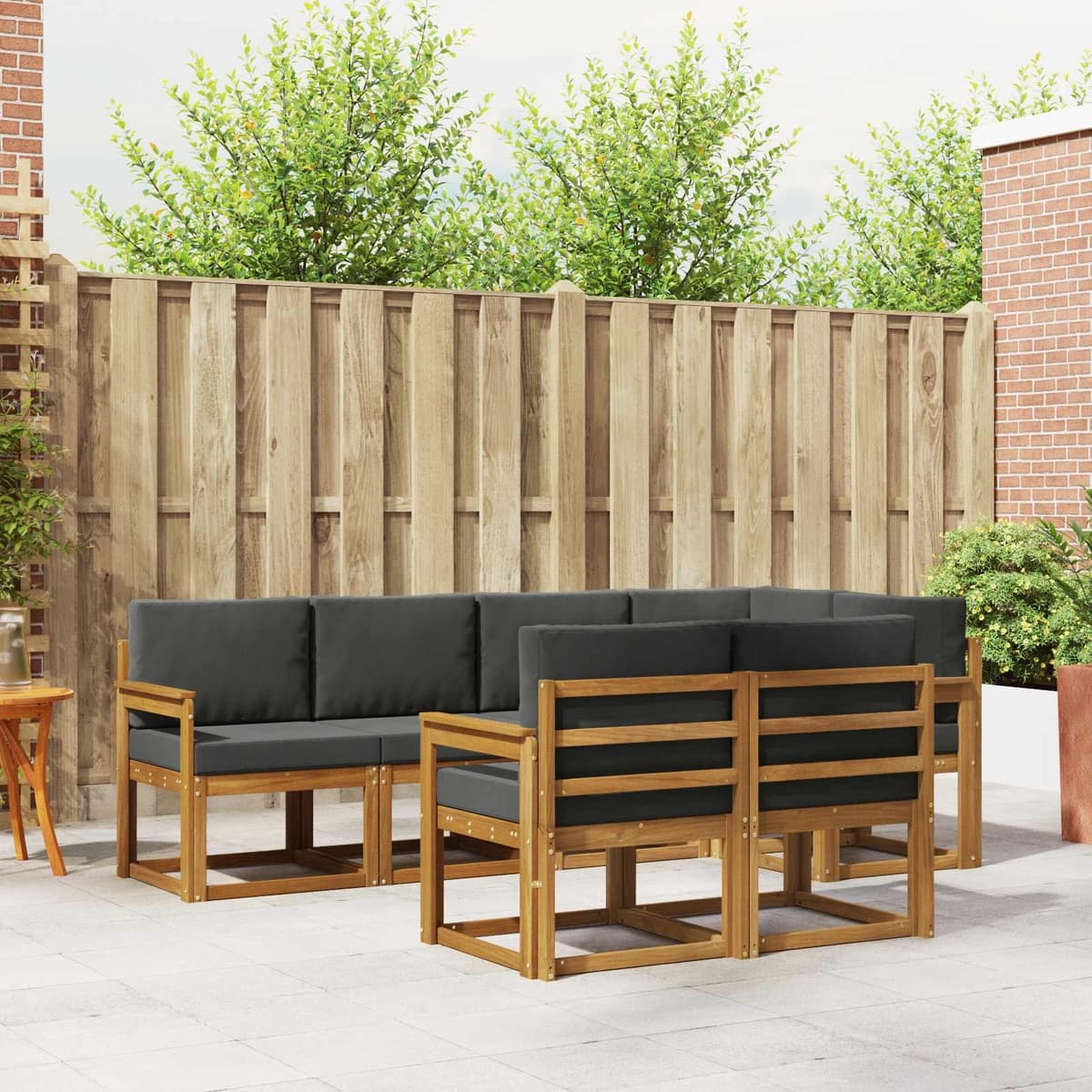 Brown 7-Piece Outdoor Sectional Sofa Set with Cushions