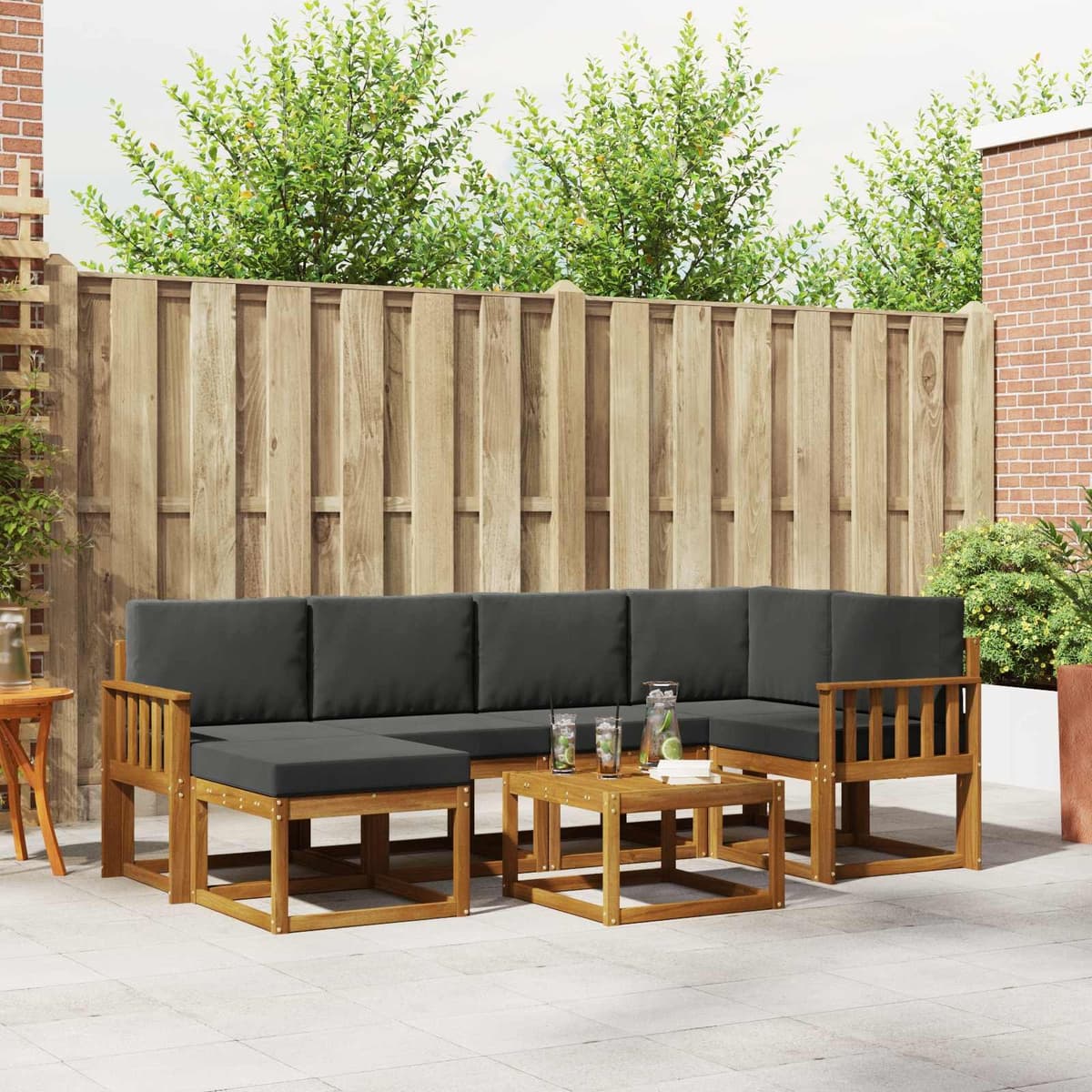 7-Piece Modular Outdoor Sofa Set with Cushions for Gardens and Patios