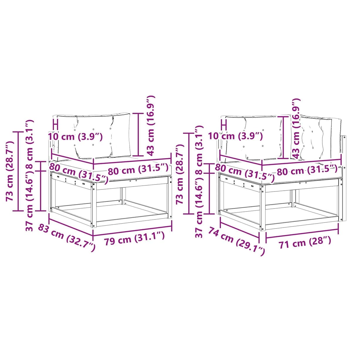 Outdoor Sofa Set 8 pcs Modular Sectional Lounge Patio Garden Poolside Furniture