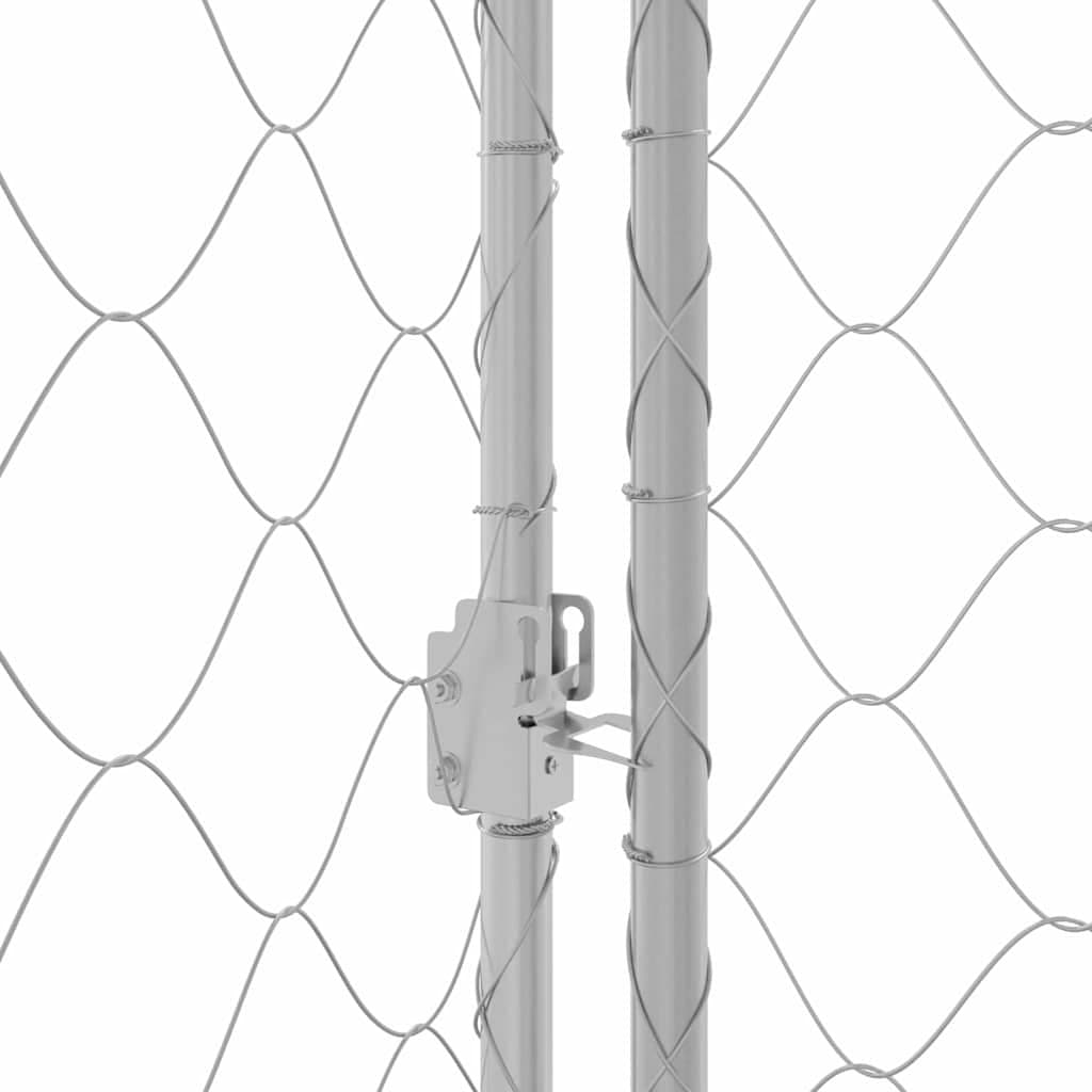 Dog Cage with Roof Silver 800 x 200 x 256 cm Outdoor Enclosure Lockable Door