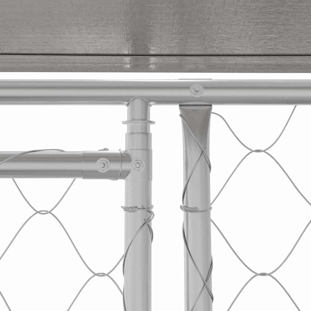 Dog Cage with Roof Silver 800 x 200 x 256 cm Outdoor Enclosure Lockable Door
