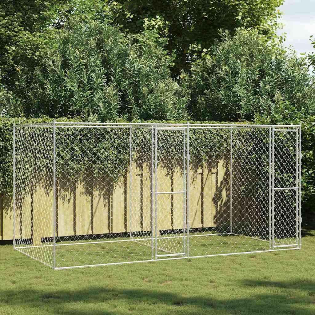 Large Breed Outdoor Dog Cage 400x200x200cm Silver