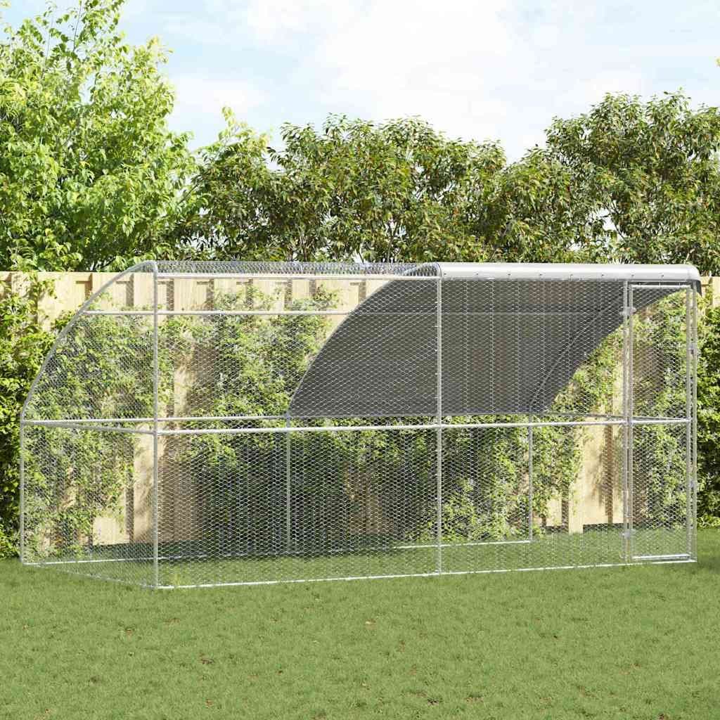 Outdoor Chicken Cage Set of 2 Silver 400 x 200 x 200 cm