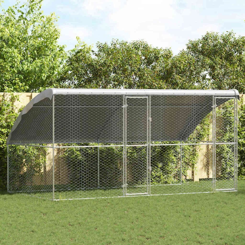 Silver Dog Kennel 2 pcs 4 x 2 x 2 m Steel Enclosure