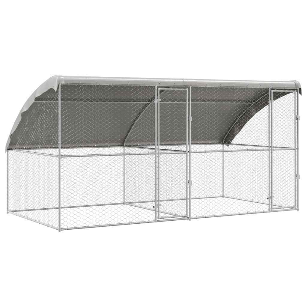 Silver Dog Kennel 2 pcs 4 x 2 x 2 m Steel Enclosure