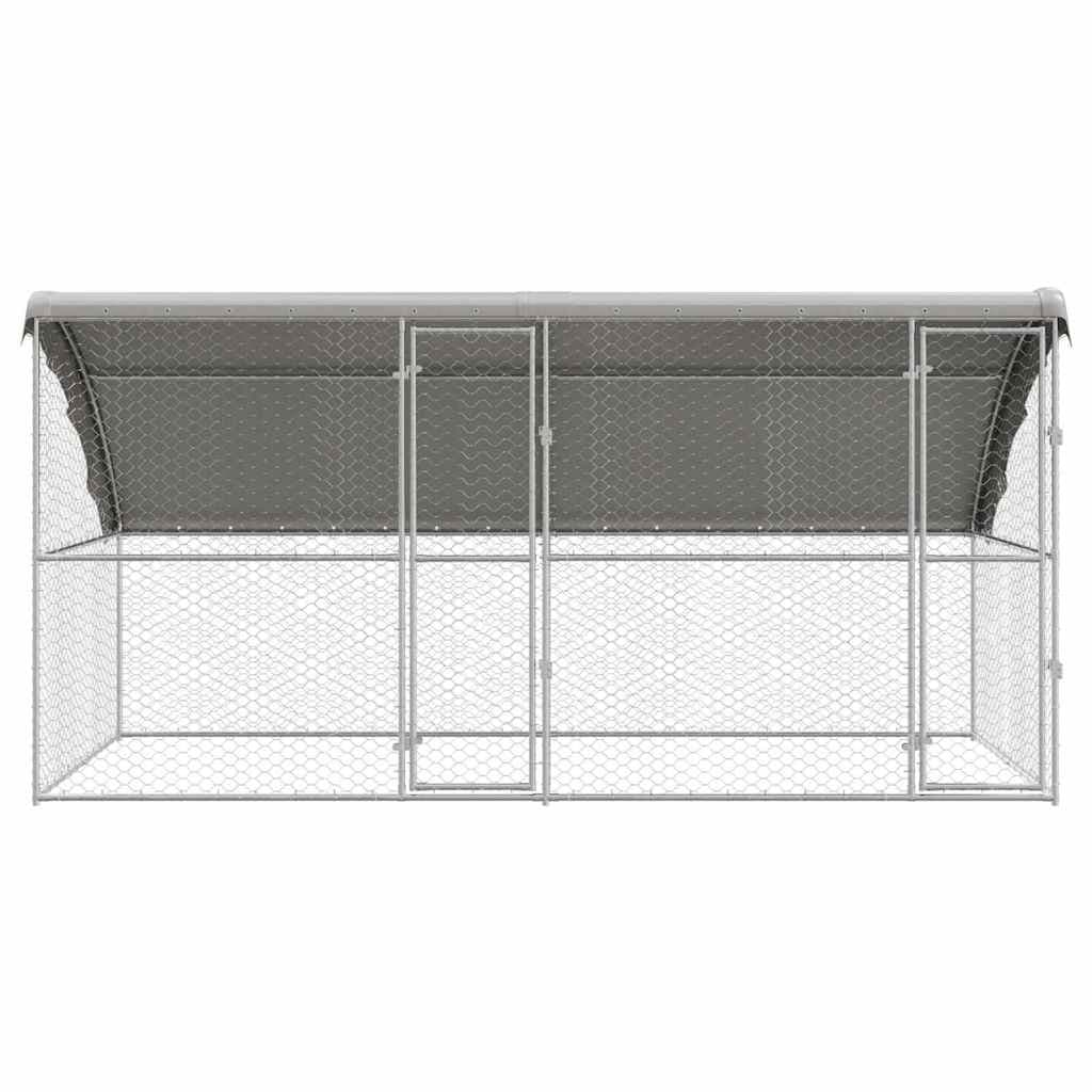 Silver Dog Kennel 2 pcs 4 x 2 x 2 m Steel Enclosure