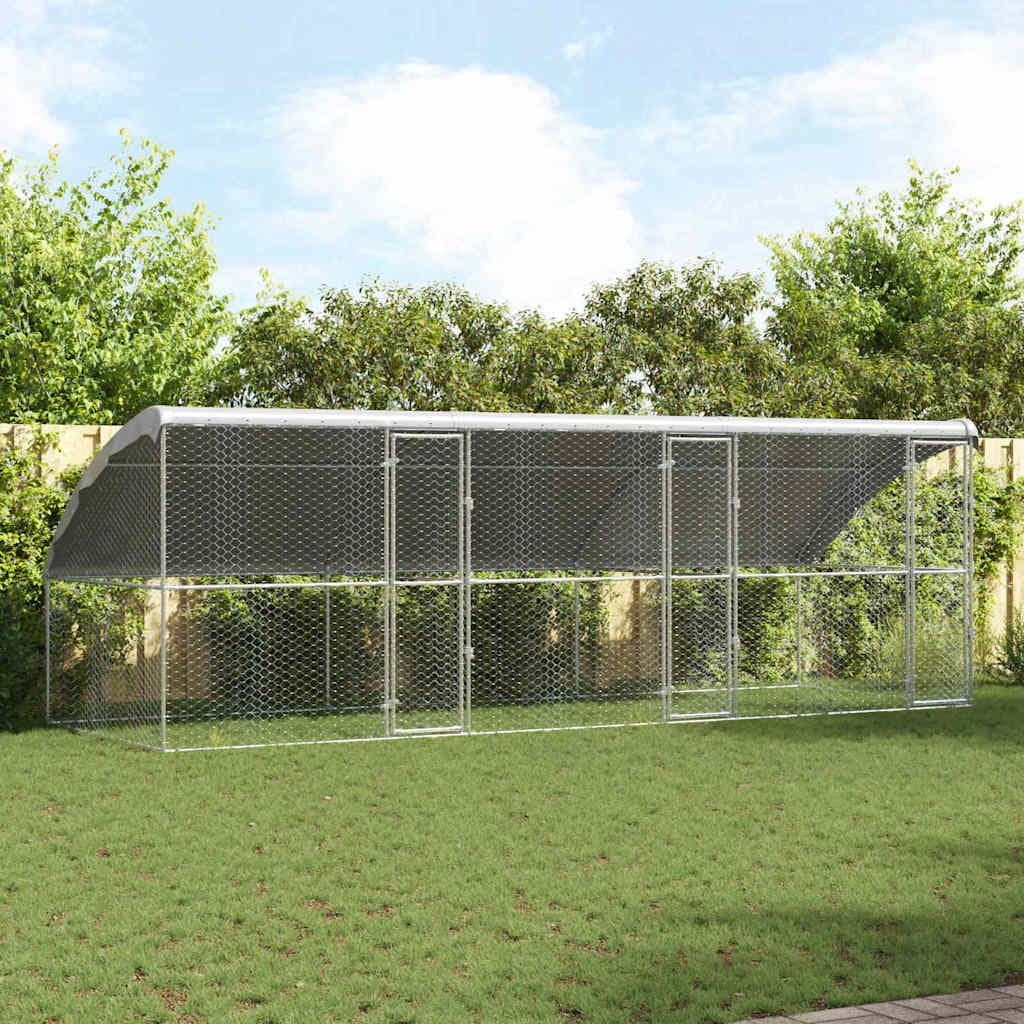 3-Piece Dog Kennel 6 x 2 x 2 m Galvanised Steel