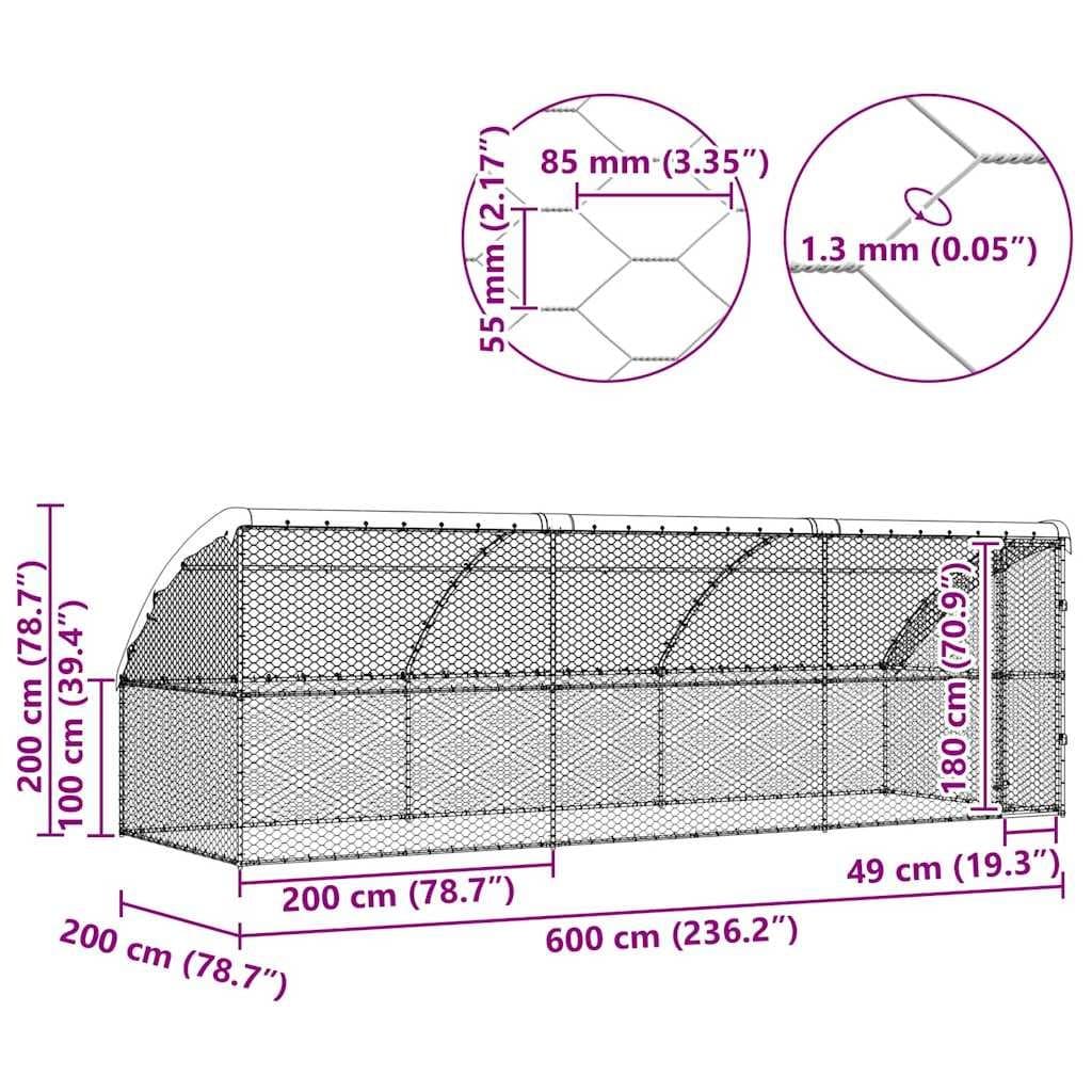 Silver Dog Kennel 3 pcs 6 x 2 x 2 m Outdoor Enclosure