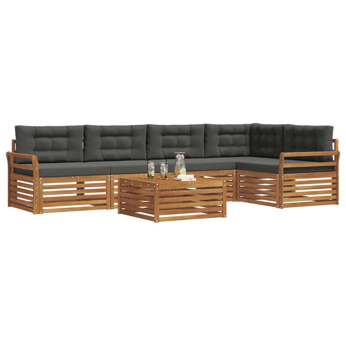 6 Piece Outdoor Sofa Set in Brown and Anthracite